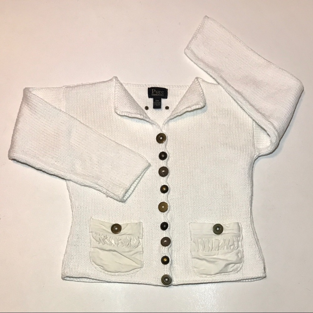 PURE HANDKNIT size Small handmade Cropped Cardigan Sweater w/ cute buttons